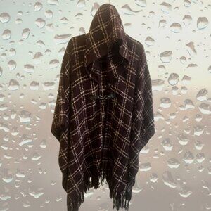 Lane Bryant's Burgundy Flannel Hooded Cape / Poncho